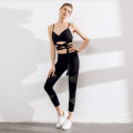 Fashion Stitching Slim Fitness Women Yoga Suit Pants Sports Bra Sportswear Set